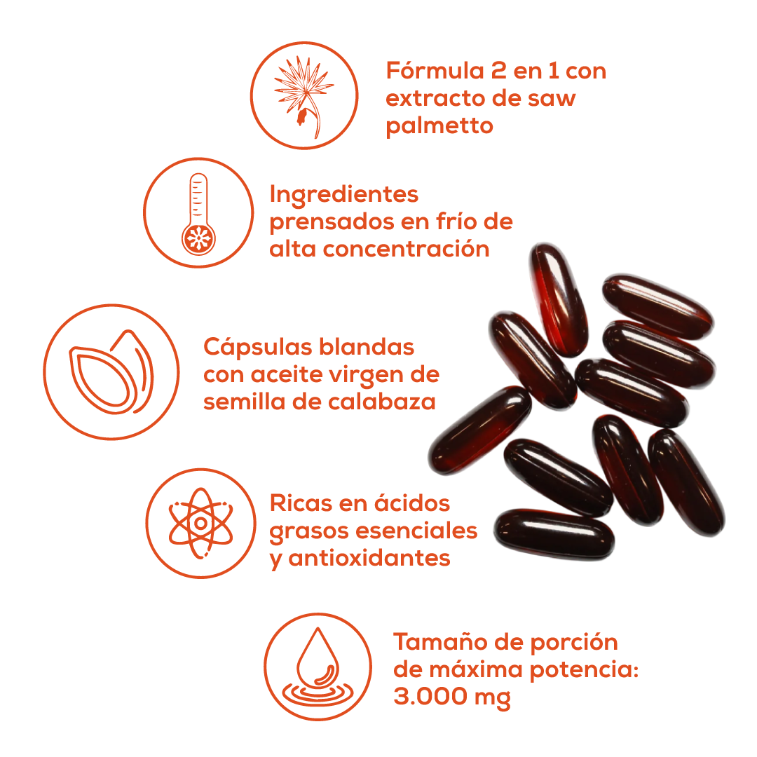 ACEITE DE CALABAZA + SAW PALMETTO – FÓRMULA PARA LA PRÓSTATA